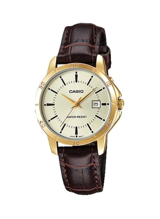 CASIO Women Leather Analog Watch LTP-V004GL-9A - 30 mm - Brown - Image 1