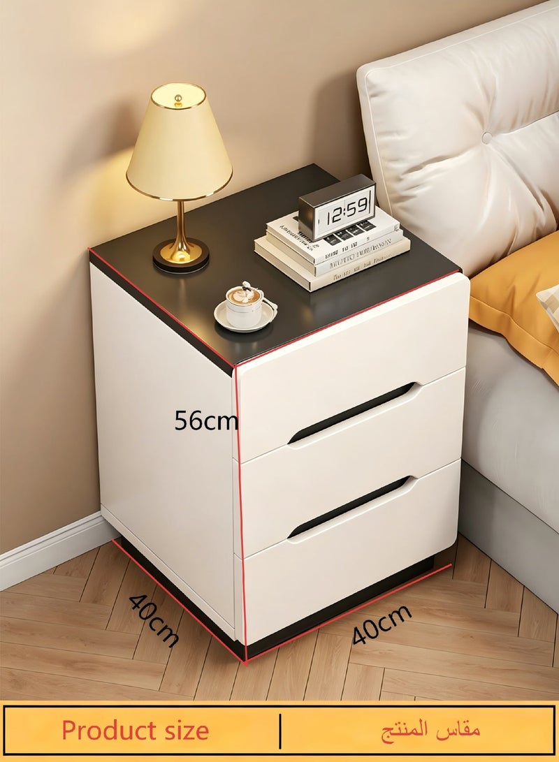MATVHRUI 3-drawer bedside table, modern wooden nightstand, modern design wooden bedside cabinet, sturdy and anti-shake side table, multifunctional storage cabinet, suitable for bedroom, living room, office, next to sofa, 40×40×56 cmV - Image 2