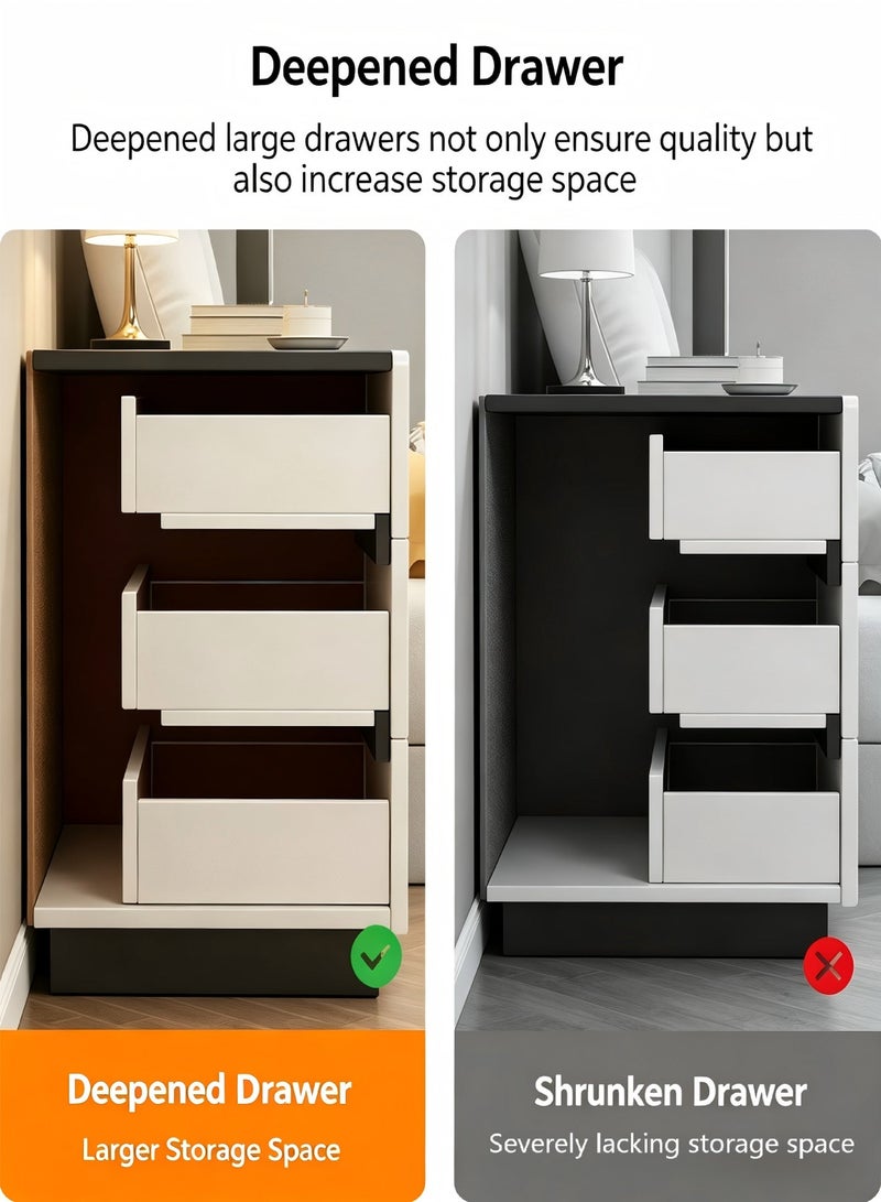 MATVHRUI 3-drawer bedside table, modern wooden nightstand, modern design wooden bedside cabinet, sturdy and anti-shake side table, multifunctional storage cabinet, suitable for bedroom, living room, office, next to sofa, 40×40×56 cmV - Image 3
