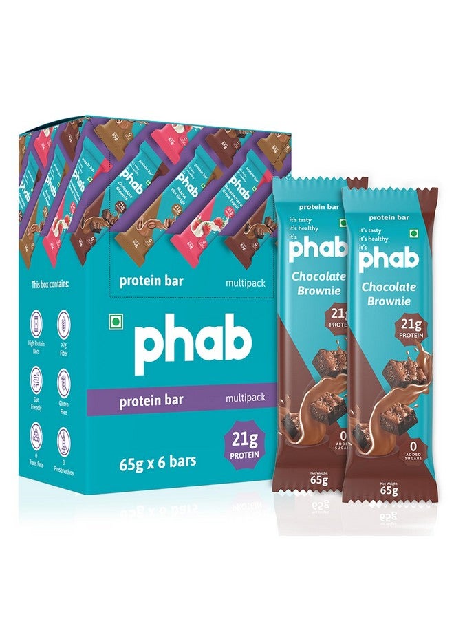 Phab ألواح بروتين فاب بالشوكولاتة البنية مع 21 جرام بروتين، بدون سكر مضاف | عالية الألياف، بدون دهون متحولة وبدون مواد حافظة | منخفضة المؤشر الجلايسيمي، مناسبة لمرضى السكري | صحية ولذيذة | 100% نباتية وخالية من الكائنات المعدلة وراثيًا (عبوة من 6x 65 جرام) - Image 1