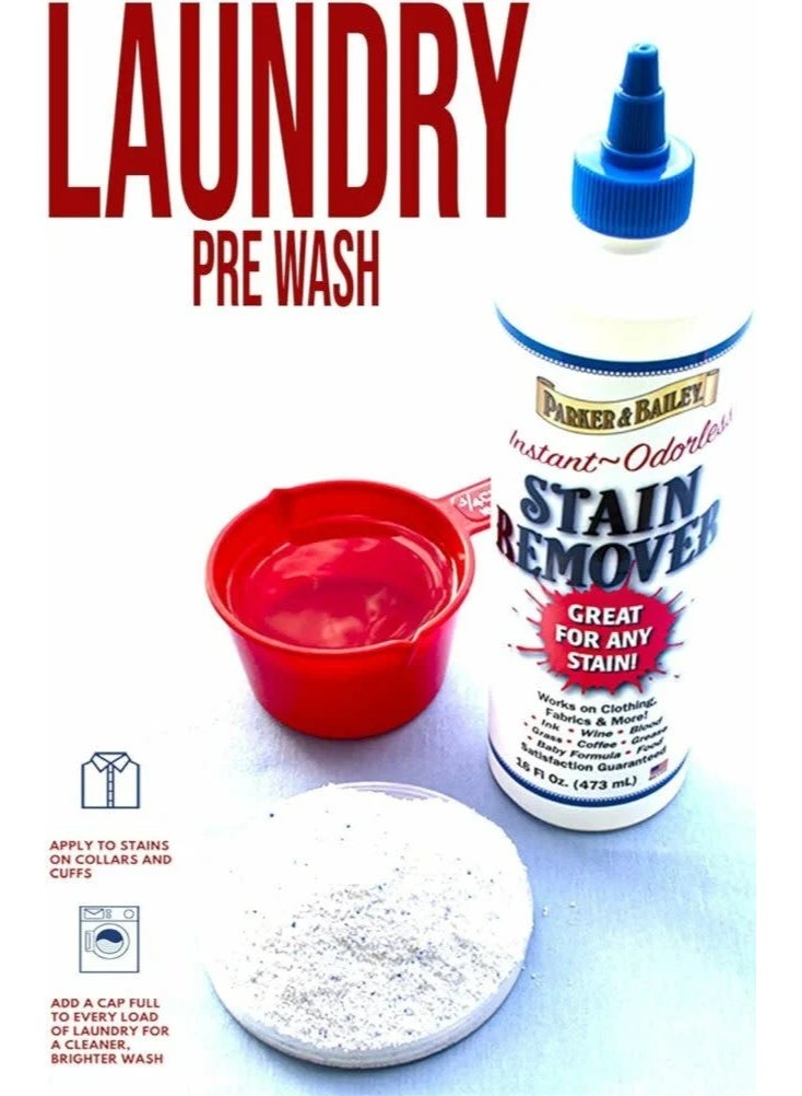 Parker & Bailey Liquid Stain Remover Instant Stain Removal on Laundry Clothing Fabric Ink Grease Blood Grass Coffee Wine Food Carpet Upholstery Spot Cleaner Odor Free Detergent Booster 236ML - Image 4
