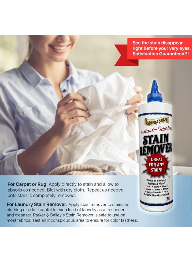 Parker & Bailey Liquid Stain Remover Instant Stain Removal on Laundry Clothing Fabric Ink Grease Blood Grass Coffee Wine Food Carpet Upholstery Spot Cleaner Odor Free Detergent Booster 236ML - Image 2