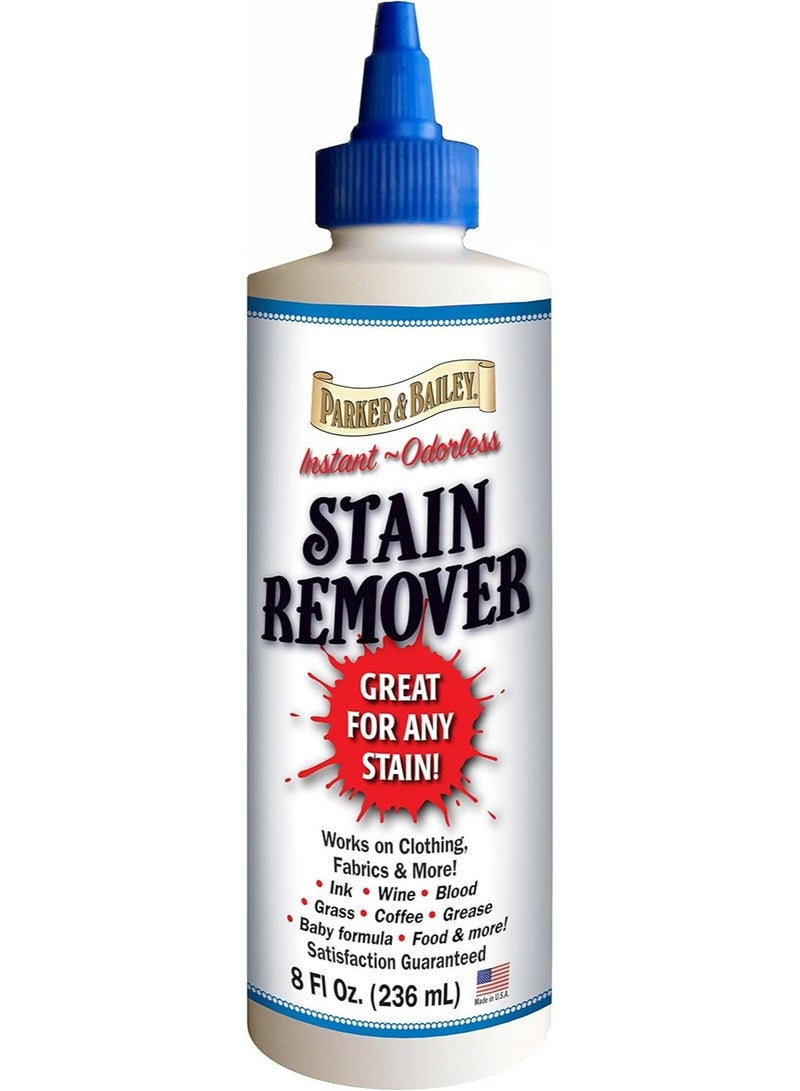 Parker & Bailey Liquid Stain Remover Instant Stain Removal on Laundry Clothing Fabric Ink Grease Blood Grass Coffee Wine Food Carpet Upholstery Spot Cleaner Odor Free Detergent Booster 236ML - Image 1