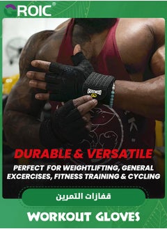 GROIC Weightlifting Gloves for Gym Men & Women with Wrist Wrap Support, Full Palm Protection and Ventilation, Ideal for Training, Fitness, Hanging and Pull-Ups in The Gym  - Image 2