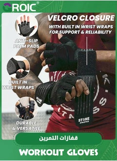 GROIC Weightlifting Gloves for Gym Men & Women with Wrist Wrap Support, Full Palm Protection and Ventilation, Ideal for Training, Fitness, Hanging and Pull-Ups in The Gym  - Image 5