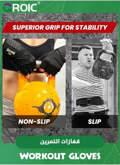 GROIC Weightlifting Gloves for Gym Men & Women with Wrist Wrap Support, Full Palm Protection and Ventilation, Ideal for Training, Fitness, Hanging and Pull-Ups in The Gym  - Image 3