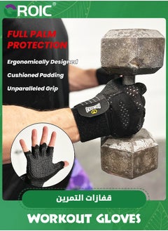 GROIC Weightlifting Gloves for Gym Men & Women with Wrist Wrap Support, Full Palm Protection and Ventilation, Ideal for Training, Fitness, Hanging and Pull-Ups in The Gym  - Image 4