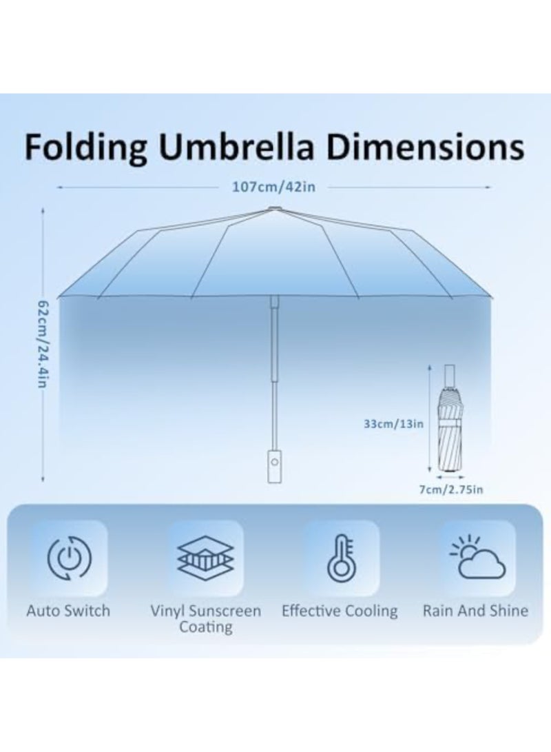 Baytion Multi-Band UPF 50+ Sun Protection Umbrella | Foldable & Compact | Auto Open & Close | Vinyl Sunscreen Coating | Effective Cooling | All-Weather Protection for Rain & Sun (Color as per Stock) - Image 3