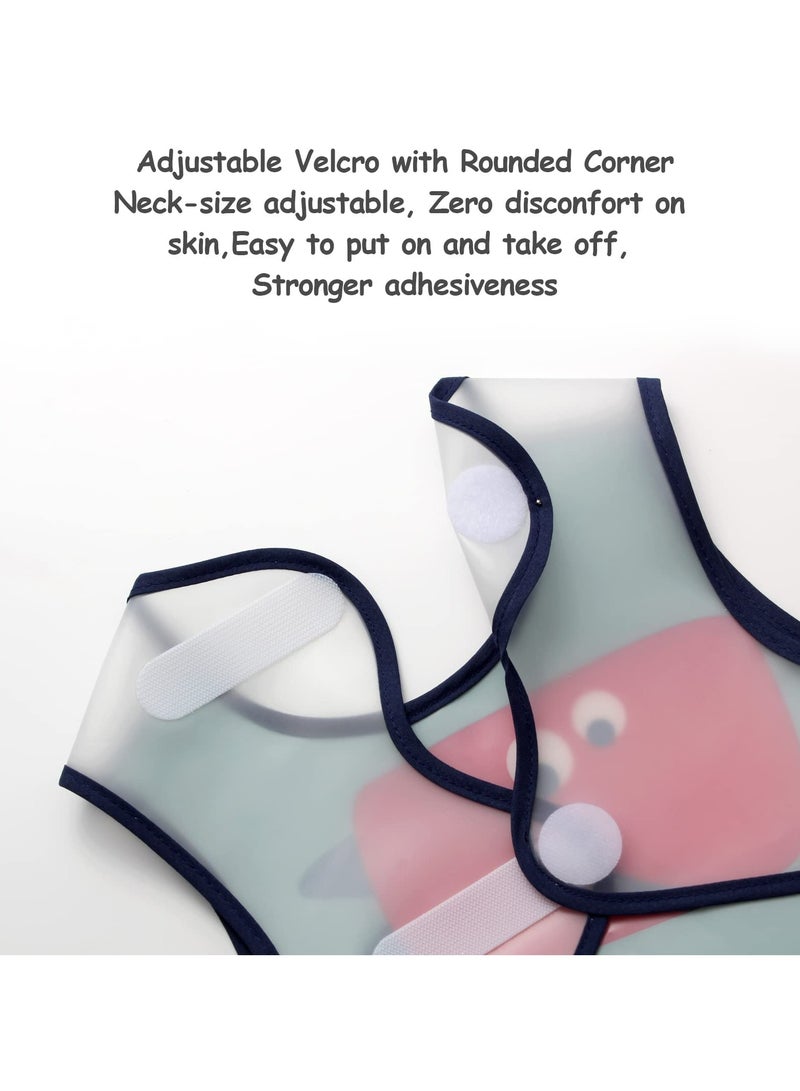 Dominy Waterproof Baby Bibs, Toddler Waterproof Bib Set with Crumb Catcher Pocket, Vest Type with Adjustable Easy Wear, Removable Stay-open Catch Tray, Bib from 6 Months to 3 Years Old - Image 4
