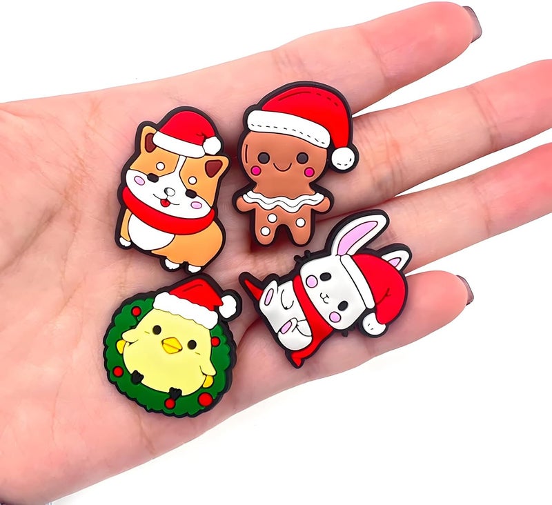 20 x Christmas Themed Animal Shoe Charms, Frog Giraffe Fox Dog Shoe Charms for Crocs Sandals Clogs Bracelet, Xmas PVC Clog Charms, Gift for Boys Girls Children - Image 4