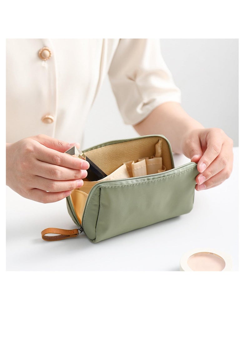 Travel Makeup Bag, Large Capacity Cosmetic Bags for Women, Waterproof Portable Pouch Open Flat Toiletry Bag, Make up Organizer with Divider and Handle (Pink+Green) - Image 2
