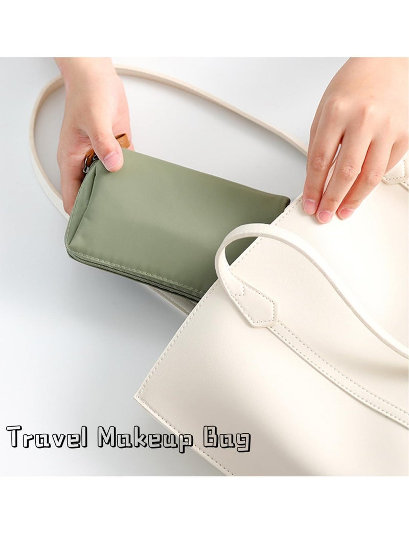 Travel Makeup Bag, Large Capacity Cosmetic Bags for Women, Waterproof Portable Pouch Open Flat Toiletry Bag, Make up Organizer with Divider and Handle (Pink+Green) - Image 3