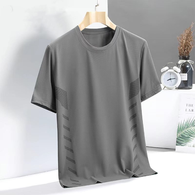 2024 Summer Mesh Breathable Short-Sleeved T-Shirt Men'S Ice Silk Half-Sleeved Casual Loose Sports T-Shirt Top Quick-Drying - Image 4