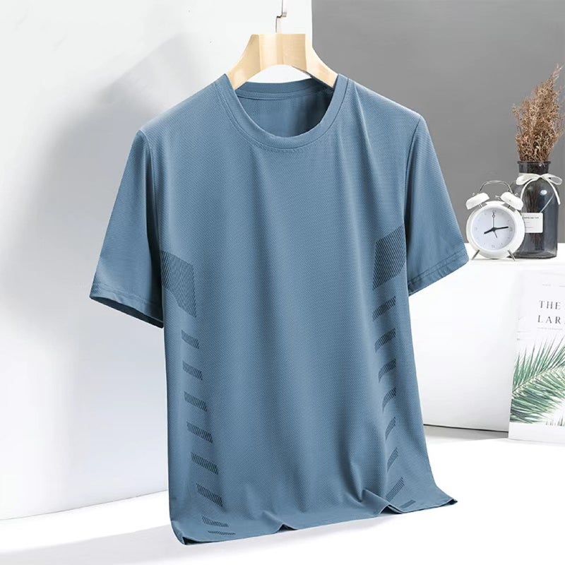 2024 Summer Mesh Breathable Short-Sleeved T-Shirt Men'S Ice Silk Half-Sleeved Casual Loose Sports T-Shirt Top Quick-Drying - Image 5