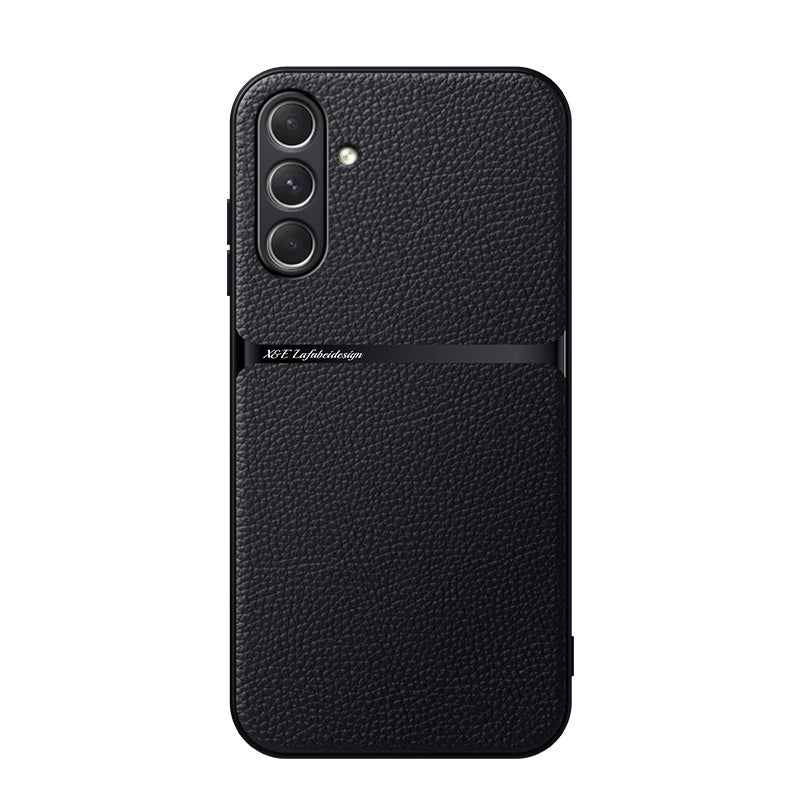 HuHa Case Cover For Samsung Galaxy A56 5G Litchi Leather Magnetic Full Coverage Shockproof Phone Case(Black) - Image 1