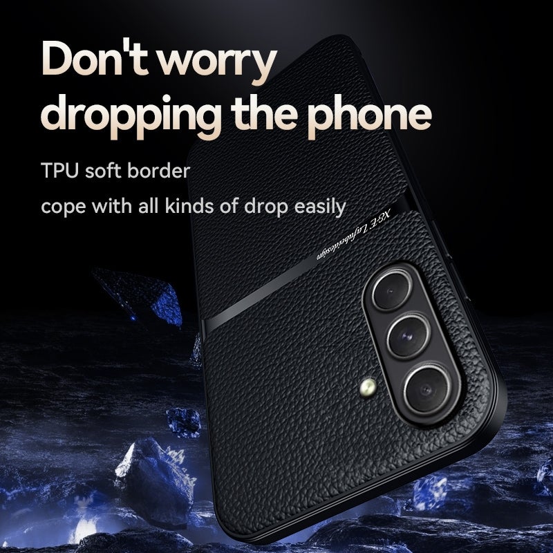HuHa Case Cover For Samsung Galaxy A56 5G Litchi Leather Magnetic Full Coverage Shockproof Phone Case(Black) - Image 4