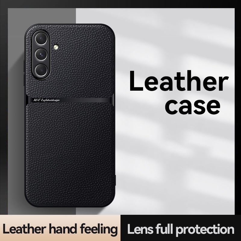 HuHa Case Cover For Samsung Galaxy A56 5G Litchi Leather Magnetic Full Coverage Shockproof Phone Case(Black) - Image 2