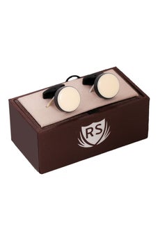 Round White Black Cufflink