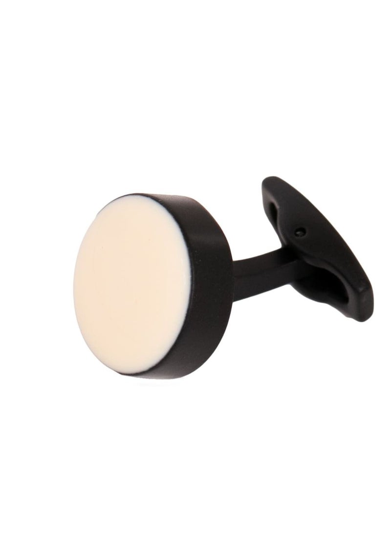 RS - Round White Black Cufflink - Image 1