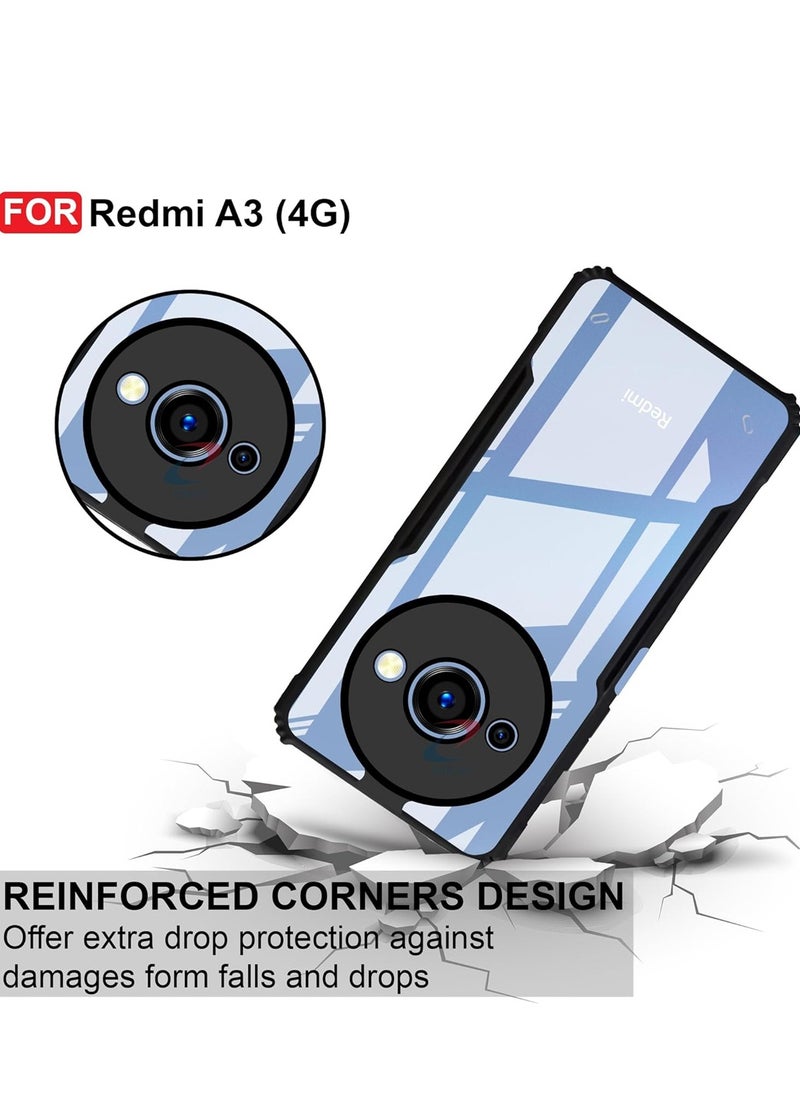 Wtech - Hybrid Tranparent Silicone Armour Bumper Corners Case Cover For Xiaomi Redmi A3 4G 2024 Black - Image 1