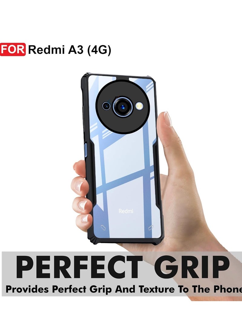Wtech - Hybrid Tranparent Silicone Armour Bumper Corners Case Cover For Xiaomi Redmi A3 4G 2024 Black - Image 1