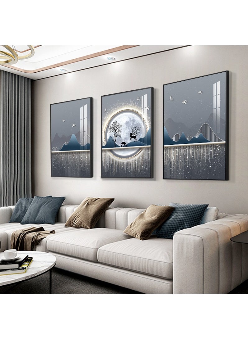 FASHION HOME - 3PCS Wall Art Bright Style Minimalist Decor Modern Abstract Canvas Prints Poster Picture Framed Paintings Decorations - Image 1