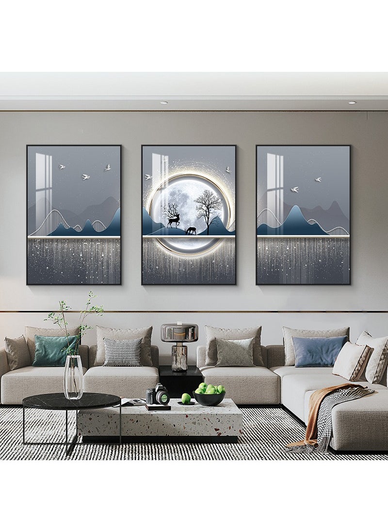 FASHION HOME - 3PCS Wall Art Bright Style Minimalist Decor Modern Abstract Canvas Prints Poster Picture Framed Paintings Decorations - Image 1