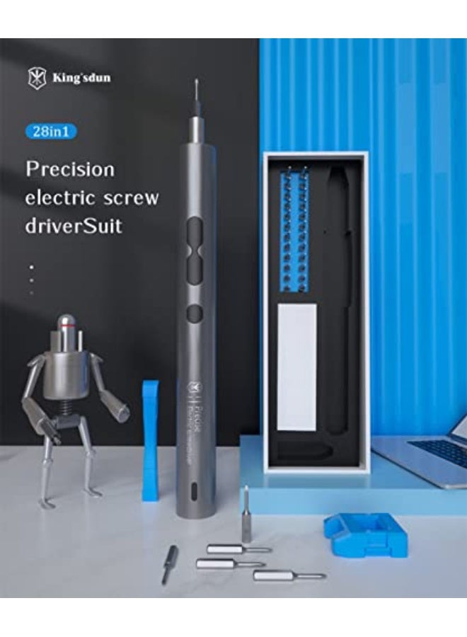 Electric screwdriver, precision screwdriver set 28 in 1, portable repair tool kit, rechargeable mini electric screwdriver for electronics phone, watch, computer, etc, repair tool kit (28 in 1) - Image 3