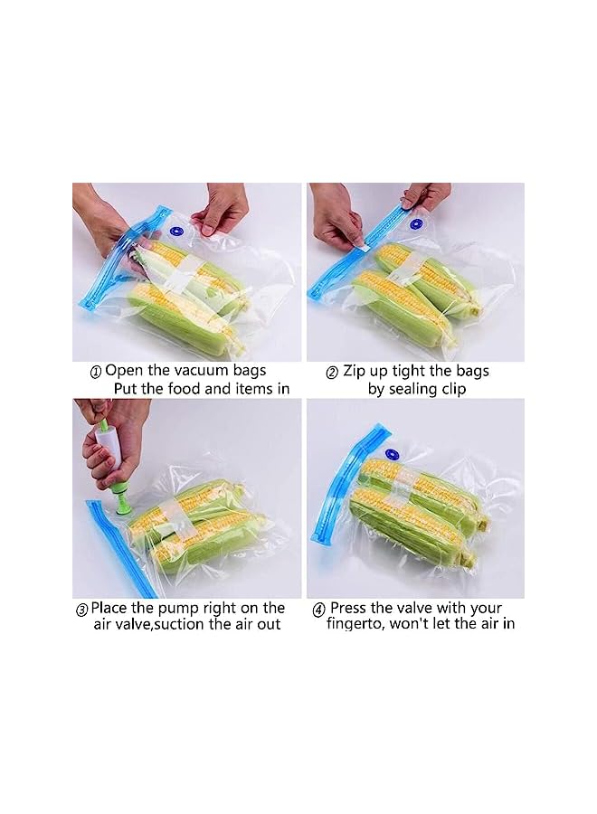 Goodern 20 Pack Sous Vide Bags,Reusable Vacuum Zipper Bags With 3 Sizes Food Storage Bags,Freezer Food Preservation Vacuum Cooking Bags With Hand Pump Sealing Clips For Food Storage Sous Vide Cooking - Image 2