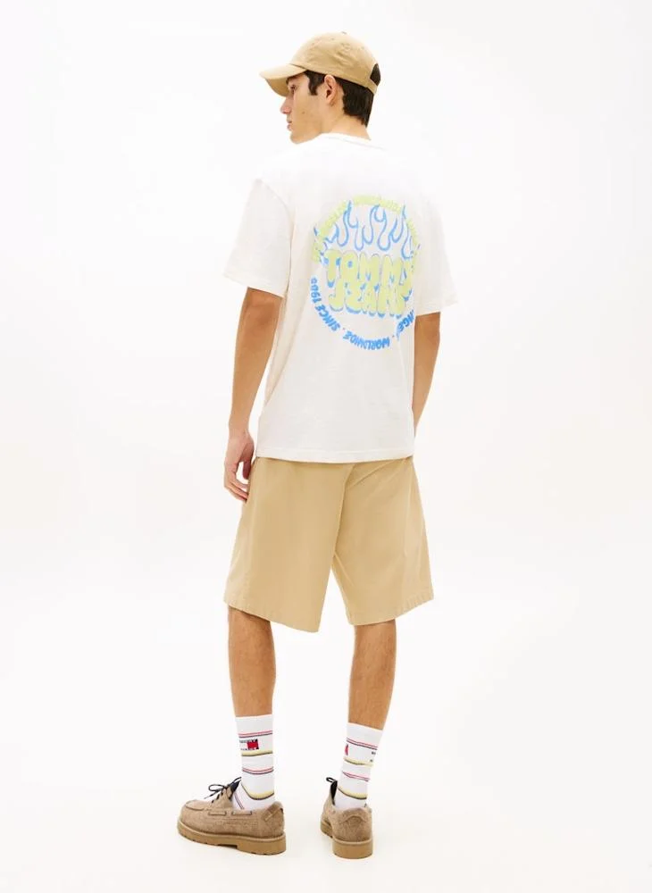 TOMMY JEANS Bubble Logo Textured Jersey Relaxed T-Shirt