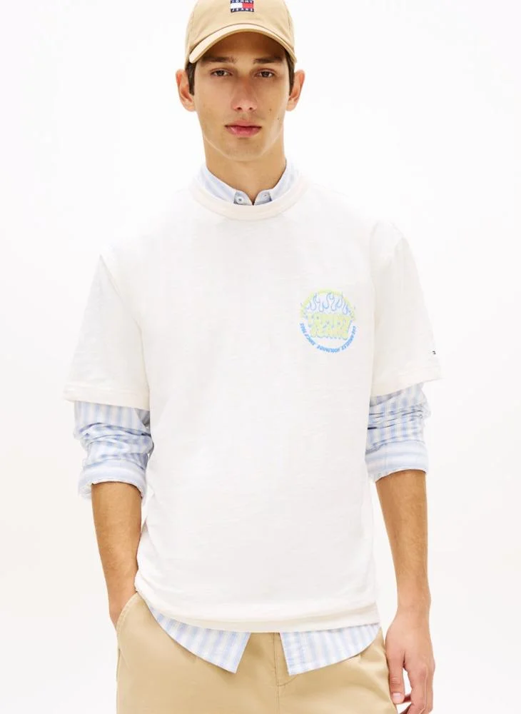 TOMMY JEANS Bubble Logo Textured Jersey Relaxed T-Shirt