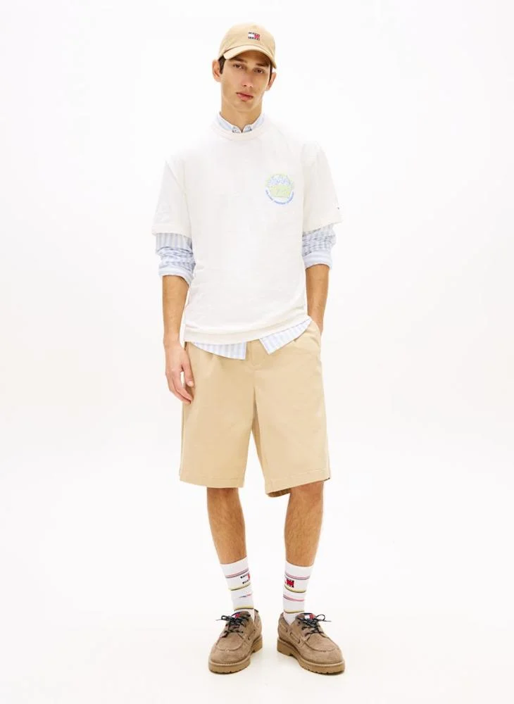 Tommy Jeans Ancient White Bubble Logo Textured Jersey Relaxed T-Shirt for Men | Best Price UAE