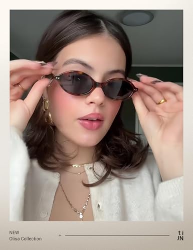 TIJN Olisa Retro Oval Sunglasses for Women Men Polarized UV400 Protection Lightweight Stylish Frame Trendy Sun Glasses - Image 3