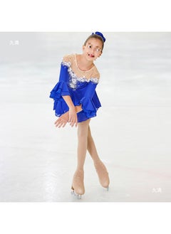 VUELO Long Sleeve Skating Skating Girl's Clothing Performance Skirt Clothing Children's Clothing Grade Examination Figure Skating Adult Blue  - Image 2