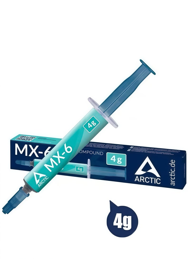 Arctic MX-6 (4g) Ultimate Performance Thermal Paste, Laptop Graphics Card Heat Dissipation Paste, Long Durability, Safe Application, Heat Conductive Silicon-based Thermal Pastes Thermal Compound Suitable for CPU, Gaming Consoles, Graphics Cards, Laptops - Image 1