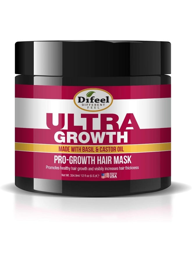 difeel قناع الشعر من الريحان وزيت الخروع للنمو الفائق 12 أونصة - Image 1