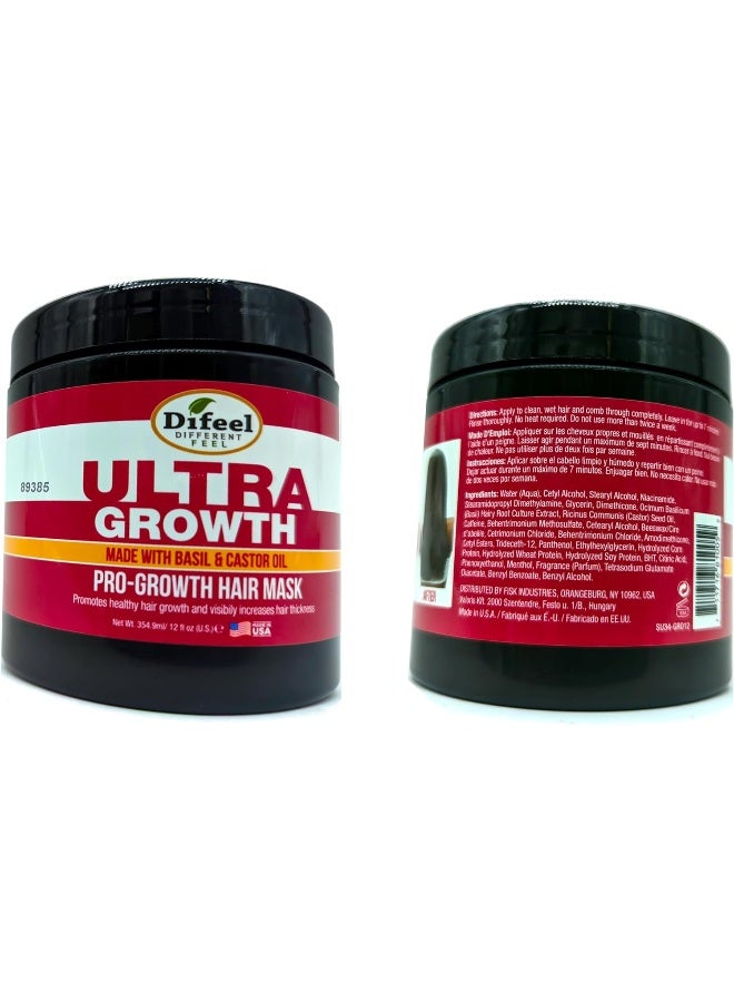 difeel قناع الشعر من الريحان وزيت الخروع للنمو الفائق 12 أونصة - Image 3