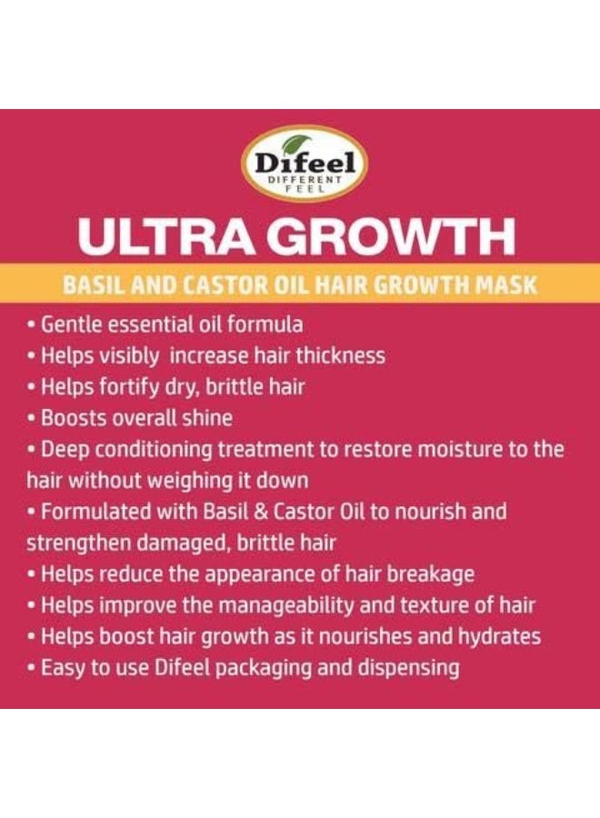 difeel قناع الشعر من الريحان وزيت الخروع للنمو الفائق 12 أونصة - Image 2