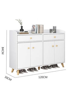 Golden Shoe Cabinet, Entryway Storage Cabient with 2 Drawers and 4 Doors for Shoes,Bags,Keys,Other Objects Free Standing Shoe Rack, Household Shoe Organizer for Home Hallway Bedroom Living Room, B33B (White)  - Image 2