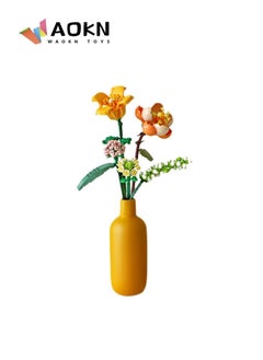 WAOKN Flower Bouquet Artificial Flowers Building Set for Adults and Kids Decorative Home Accessories Valentines Day Gift Idea Botanical Collection 