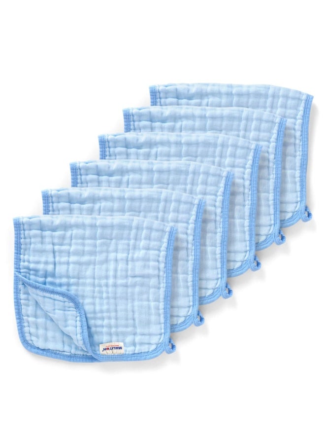 Maliton Baby Boy Muslin Burp Cloths 6 Pack Large 20''x10'' 100% Cotton Burp Rags Absorbent and Soft 6 Layers Baby Spit Up Rags Newborn Boy Essentials(Blue, Pack of 6) - Image 3