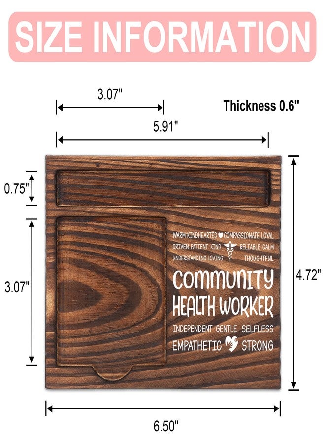 FTONENI Community Health Worker Appreciation Gifts, Thank You Gift for Health Care Worker, Essential Healthcare Office Coworkers Gifts, Sticky Note Holder Wooden Notepad & Pen Holder 6.5" x 4.7" - FTA303 - Image 2