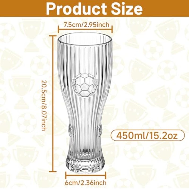 2026 World Soccer Cup Beer Glasses - 15.2oz Soccer Themed Drinking Glasses Beer Cup, Soccers Party Favors, Perfect for Football Game Night Gamedays Parties Celebrations Mancaves and Football Fan Gifts - Image 4