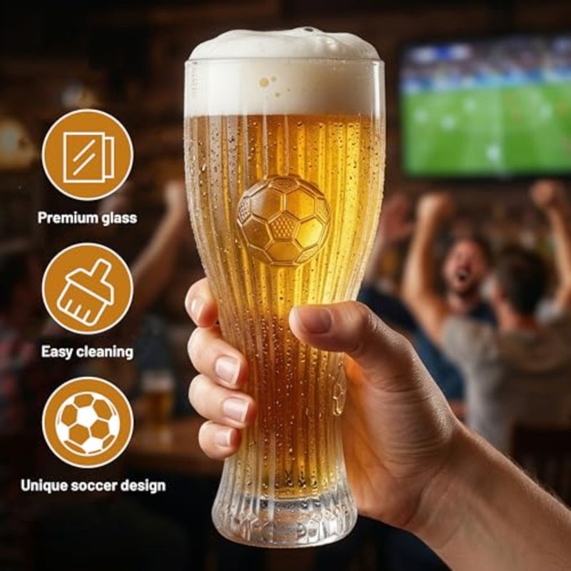 2026 World Soccer Cup Beer Glasses - 15.2oz Soccer Themed Drinking Glasses Beer Cup, Soccers Party Favors, Perfect for Football Game Night Gamedays Parties Celebrations Mancaves and Football Fan Gifts - Image 3