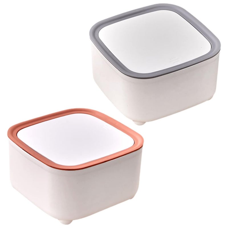 GANAZONO Creative 2pcs Desktop Wastebaskets with Lids, Small Pink and Gray Rubbish Bins for Office and Bedroom, Convenient Trash Cans for Desktop Storage and Organization - Image 1