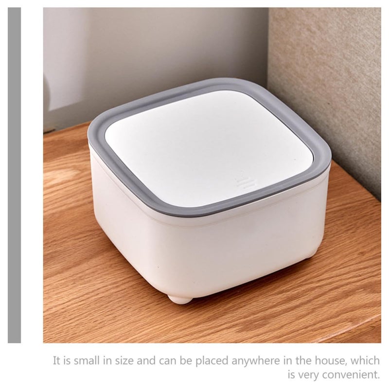 GANAZONO Creative 2pcs Desktop Wastebaskets with Lids, Small Pink and Gray Rubbish Bins for Office and Bedroom, Convenient Trash Cans for Desktop Storage and Organization - Image 3