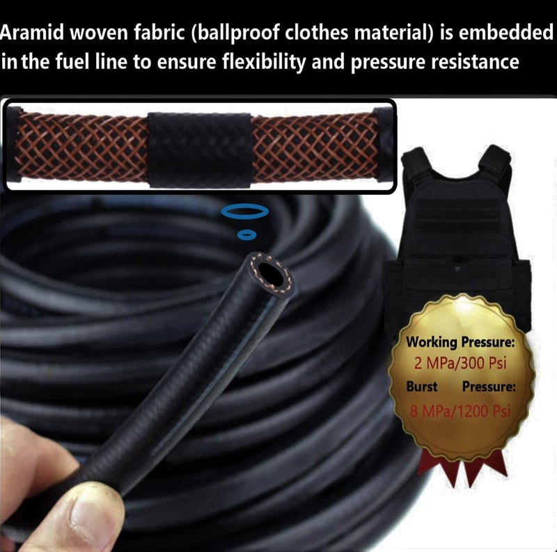 NEW DAFU 5/16 Inch Nylon Braided Fuel Line Set with Hose Clamps - Image 2