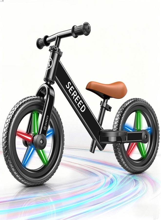 SEREED Toddler Balance Bike 2 Year Old, No Pedal Kids Bicycle Toys for 2-5 Years Old, Tool-Free Adjustment, Customize Plate with Stickers, Gift for 2-3 Boys Girls (Black Lighting) - Image 1