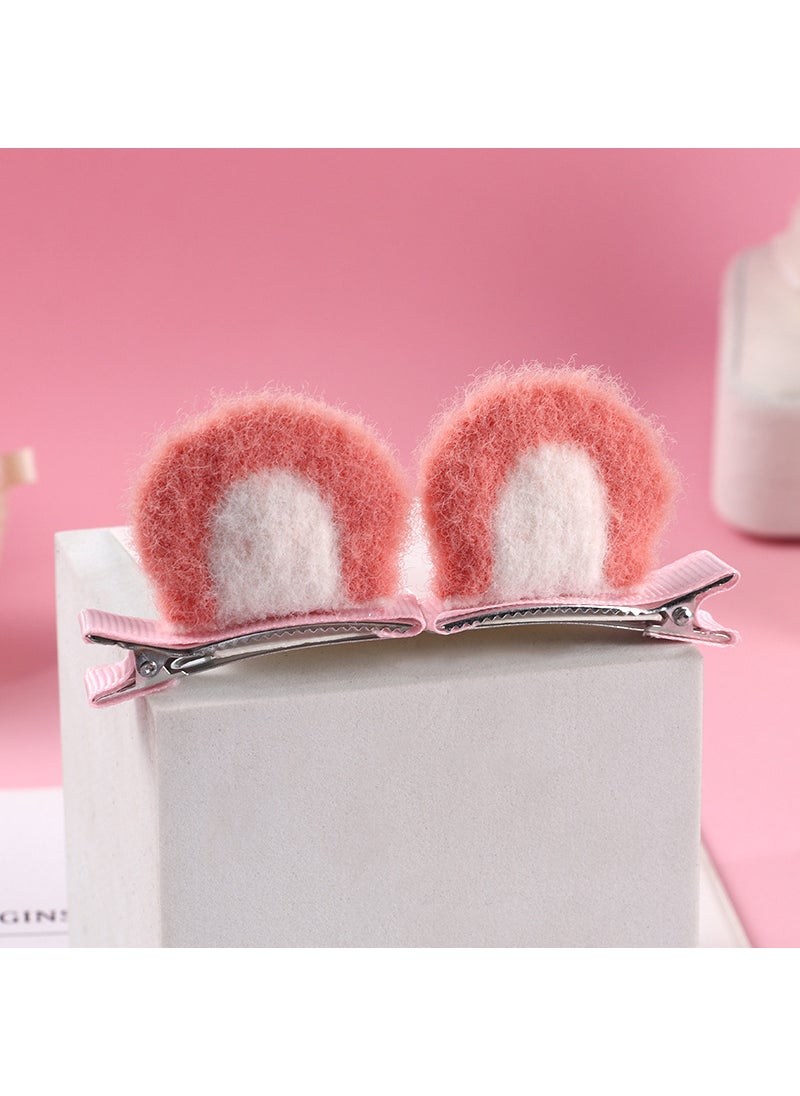 Generic - Plush Cat Ear Hair Clips Cute Rabbit Kids Accessories 17# orange bear ears 1 pair - Image 1