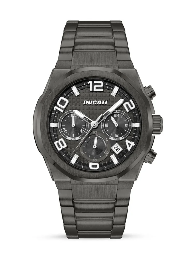 Ducati Ducati DT006 Gents Chronograph Watch - 43.5MM Multi-Layered Gun Dial, Stainless Steel Bracelet, Water Resistant up to 50M, Bold Accents for Racing Enthusiasts